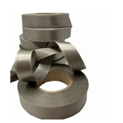 15mm double sided taupe satin ribbon