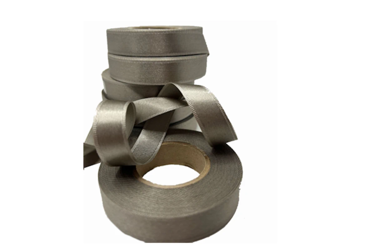 15mm double sided taupe satin ribbon