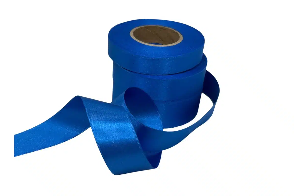 20mm double sided satin pastel blue 10m