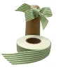 25mm Fern Green & Light Cream Striped Petersham Ribbon 10m