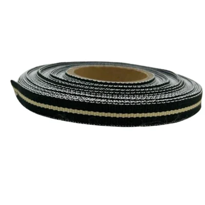 9mm Dark Olive & Cream Striped Petersham Ribbon 10meter roll
