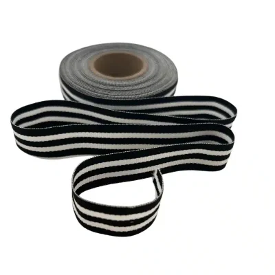 striped petersham ribbon black and white 20mm