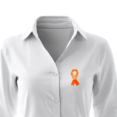 orange awareness ribbon on a shirt