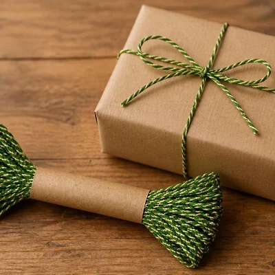 baker's twine green gold on box