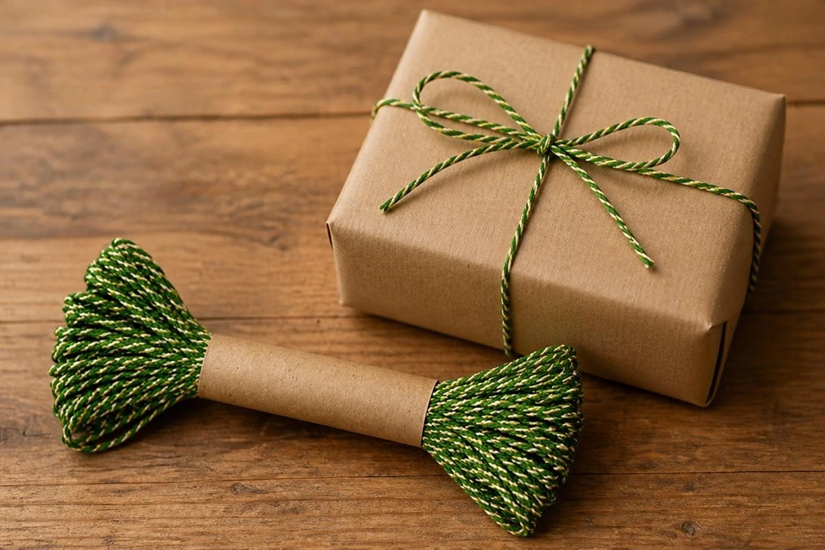 baker's twine green gold on box