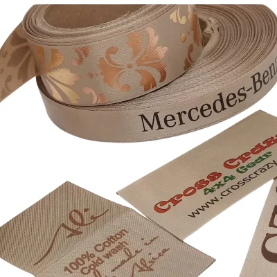 beige polyester satin ribbon suitable for printing