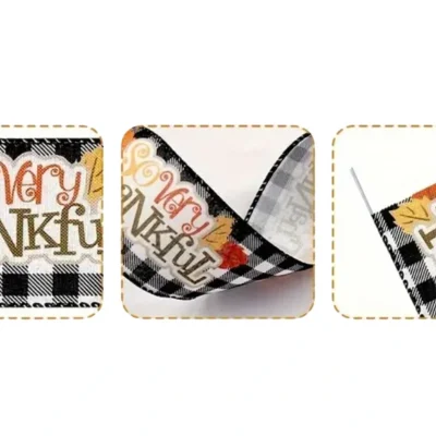 Autumn Thankful burlap wire edged ribbon