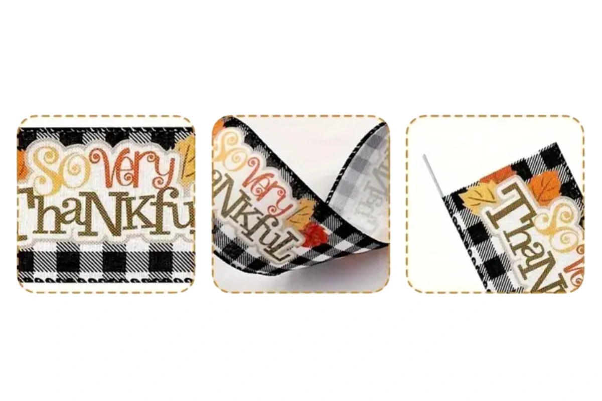 Autumn Thankful burlap wire edged ribbon