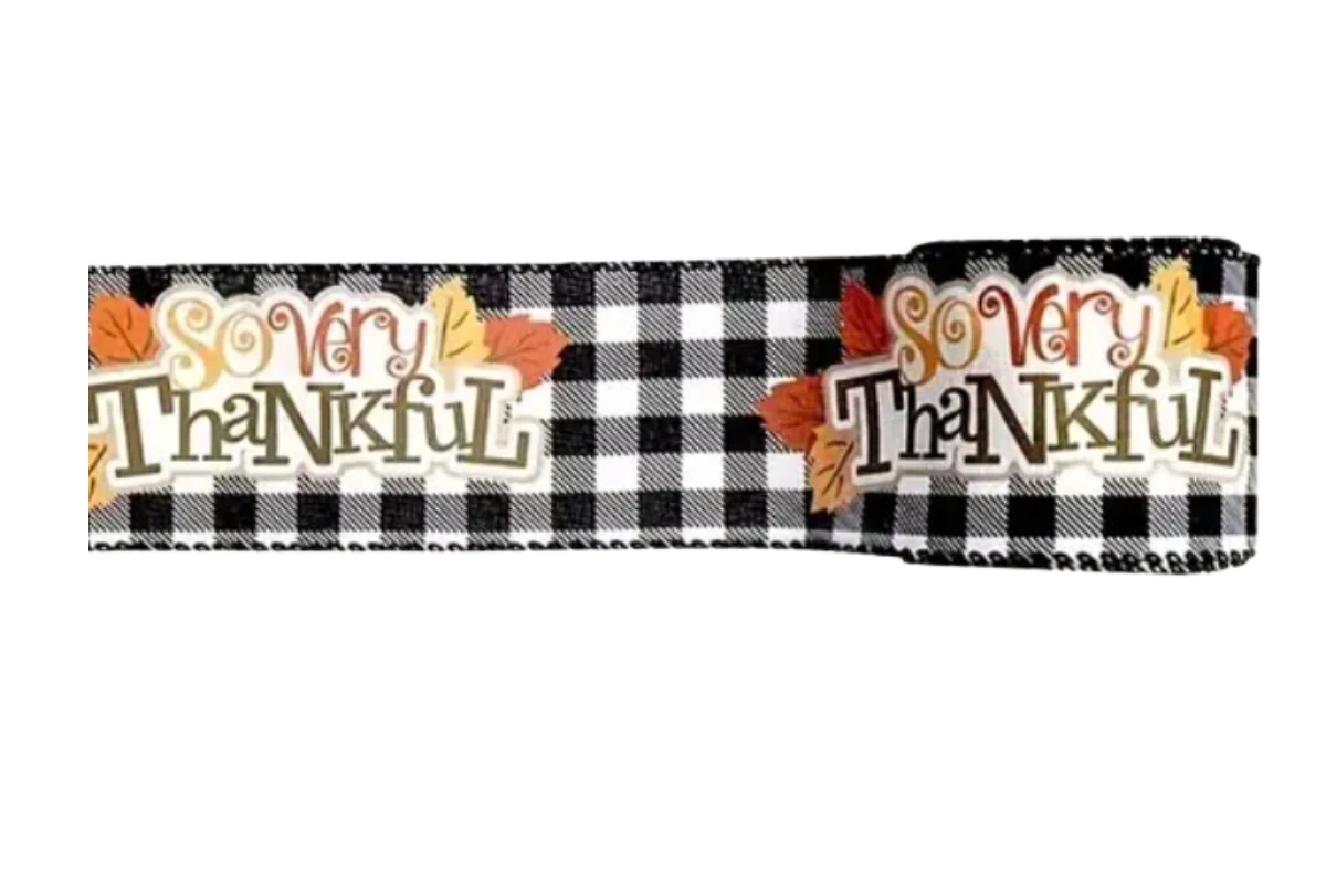 Autumn Thankful burlap wire edged ribbon
