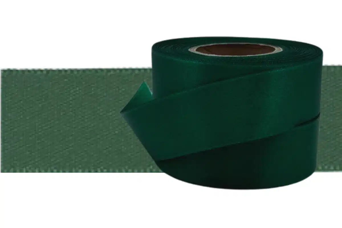 double sided satin ribbon bottle green