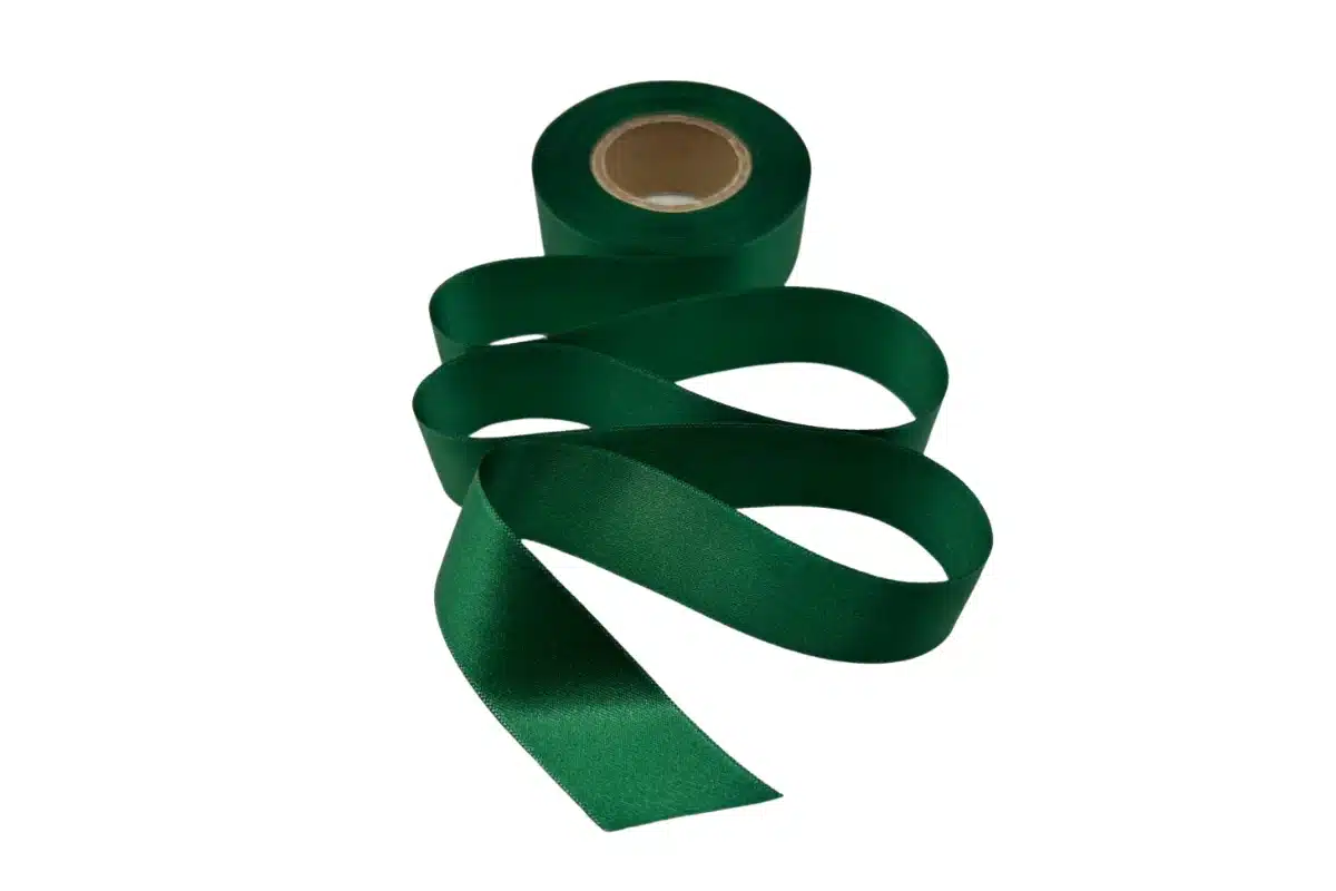 bottle green double sided satin ribbon 25mm