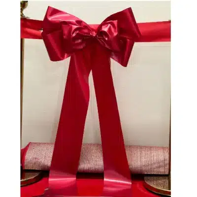 ribbon cutting ceremony ribbon and criss-cross bow in red