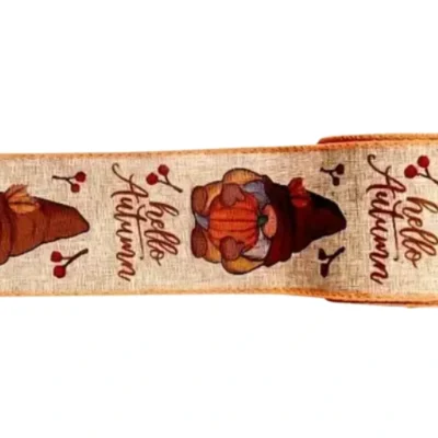 63mm x 9m autumn burlap wire edged ribbon 1 roll
