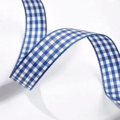 gingham checked ribbon royal blue 16mm