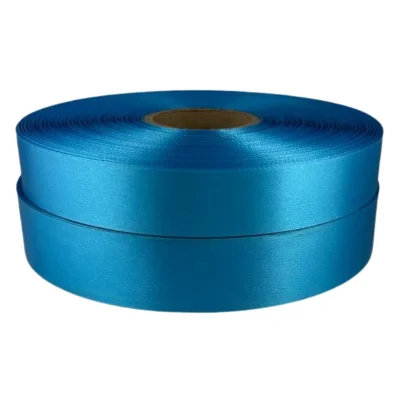 cyan blue polyester satin ribbon 100m rolls