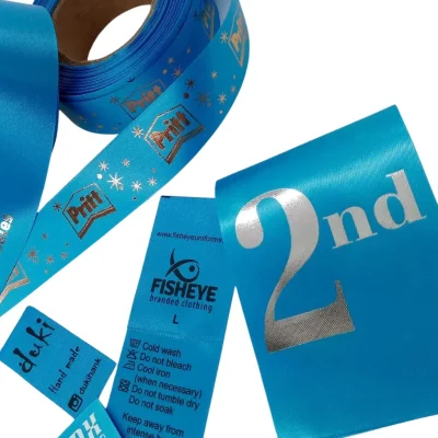 cyan blue polyester satin ribbon suitable for printing
