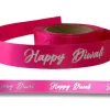 15mm cerise pink Happy Diwali satin ribbon