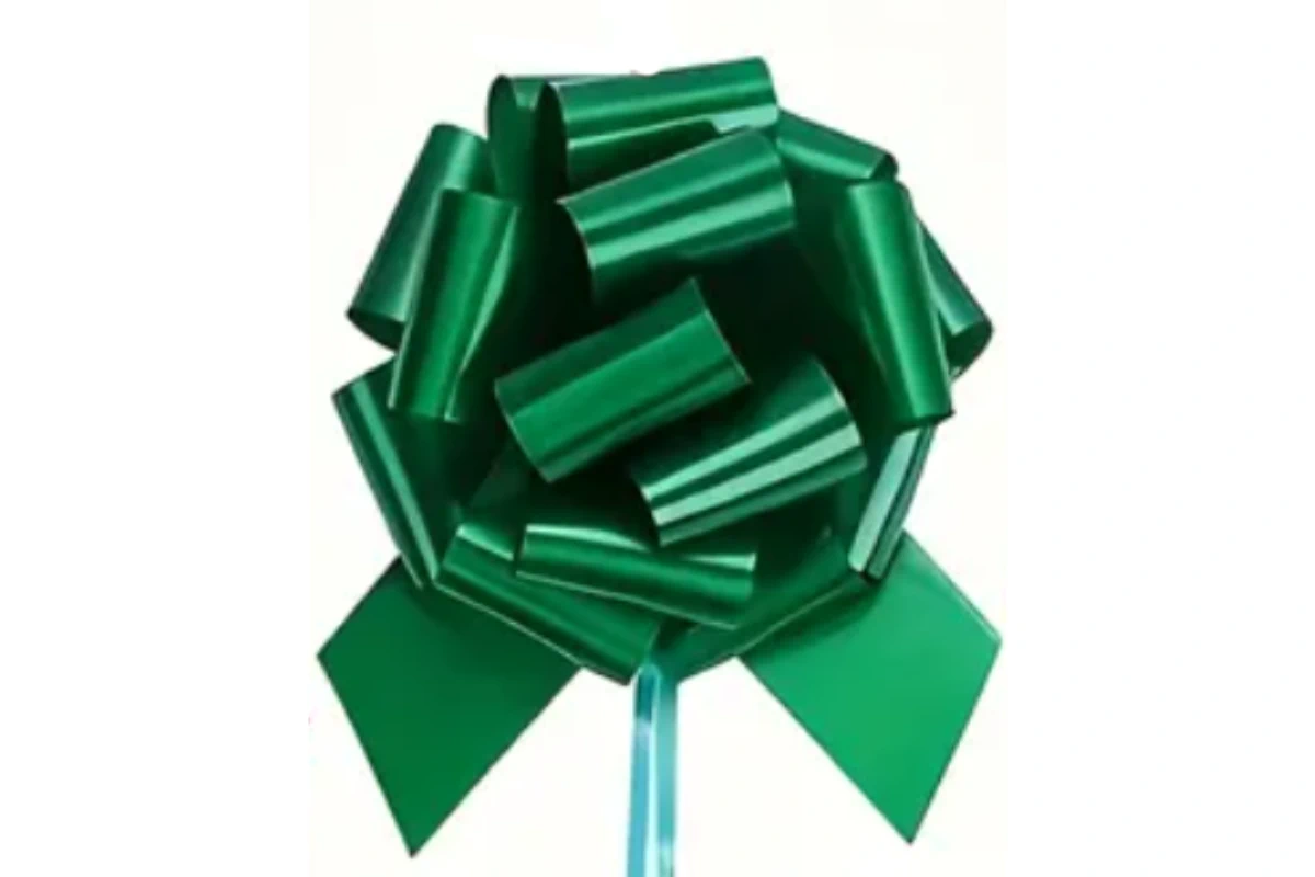 festive green pull bow 12cm