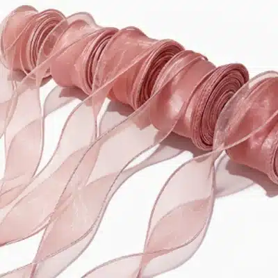 fishtail edged organza ribbon dusty pink
