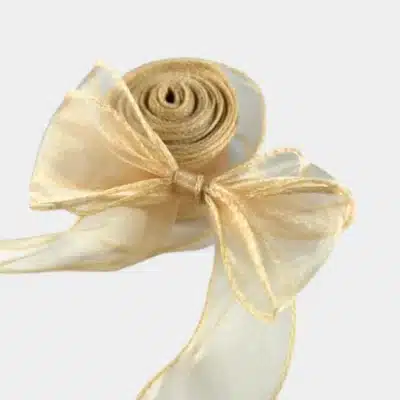 gold fishtail organza ribbon 38mm
