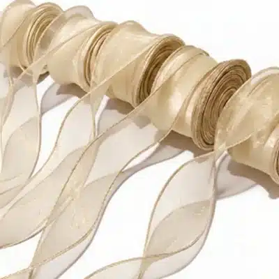 fishtail edged organza ribbon ivory