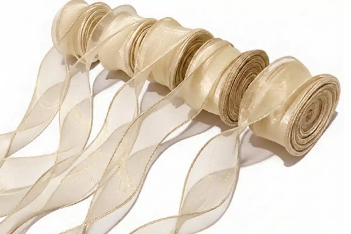 fishtail edged organza ribbon ivory