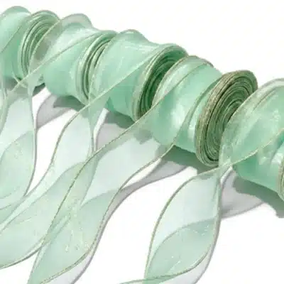fishtail edged organza ribbon mint