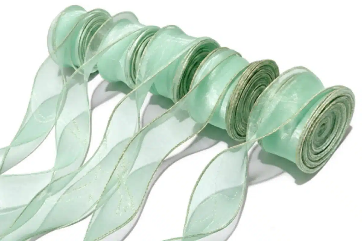 fishtail edged organza ribbon mint