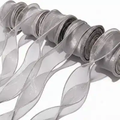 fishtail edged organza ribbon silver