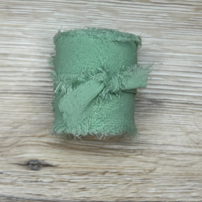 frayed edge chiffon ribbon fern green