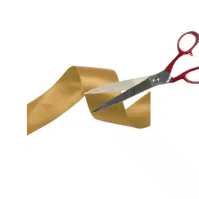 gold ribbon cutting kit with ribbon and scissor