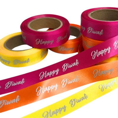 happy Diwali ribbons in satin