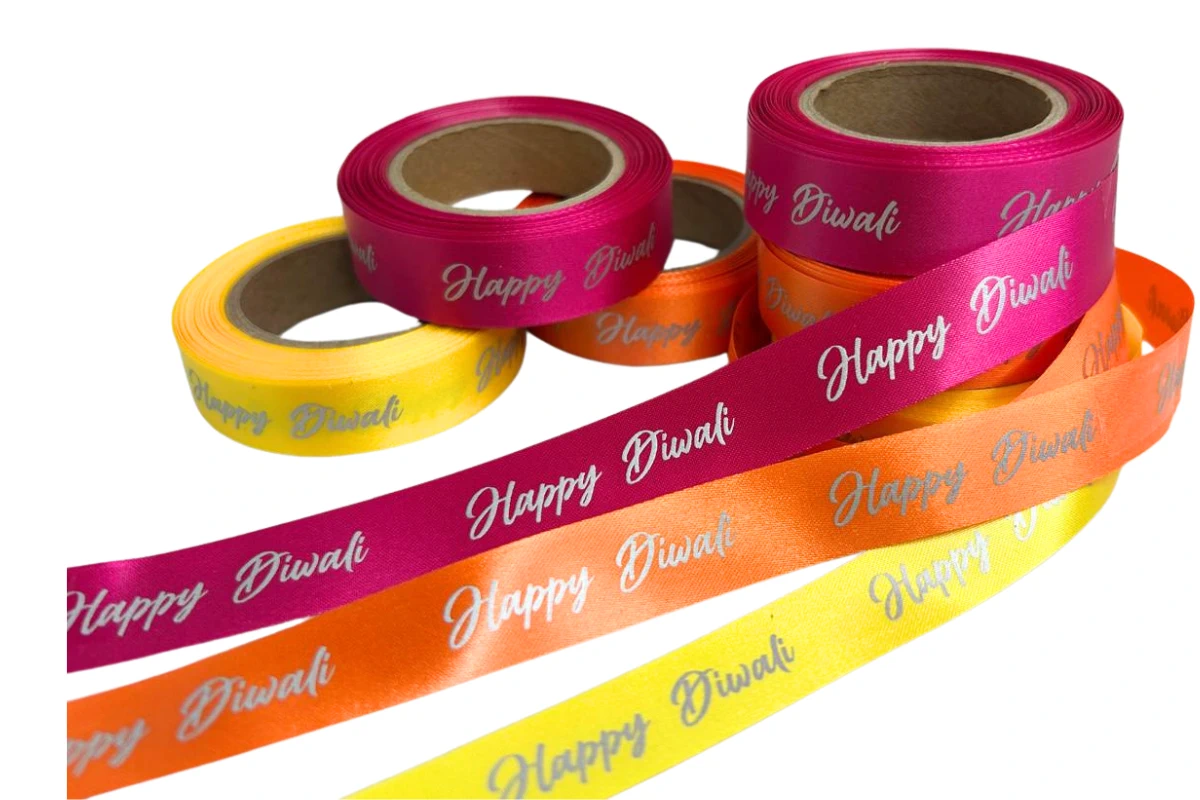 happy Diwali ribbons in satin