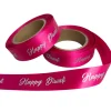 happy Diwali satin ribbon pink and silver