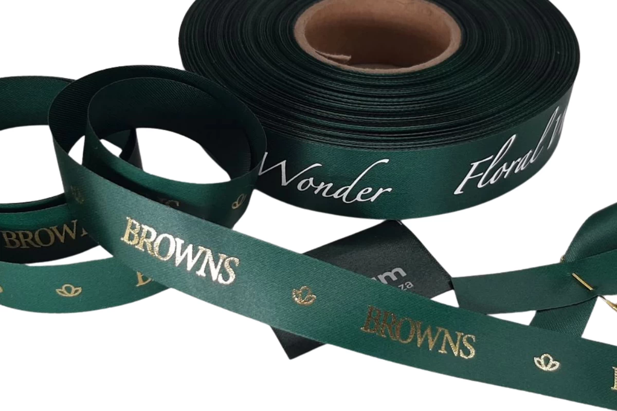 hunters green polyester satin ribbon suitable for printing