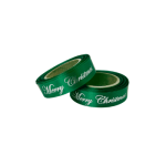 merry christmas green satin ribbon silver foil print 15mm x 10 meter