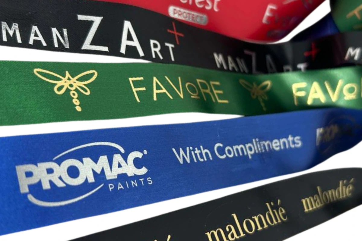 metallic foil printed satin ribbon