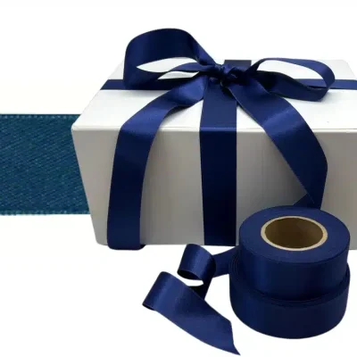 navy double sided satin ribbon