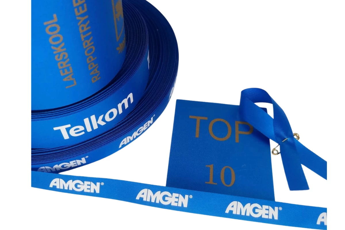 pastel blue polyester satin ribbon suitable for printing