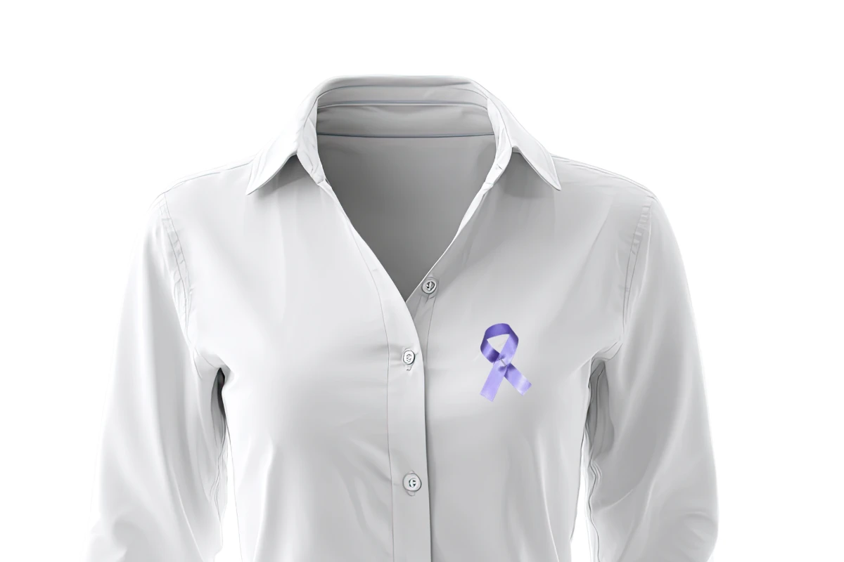 periwinkle lilac awareness ribbon on shirl