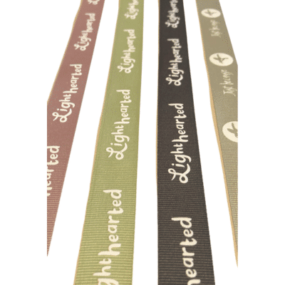 screen-printed branded petersham ribbon