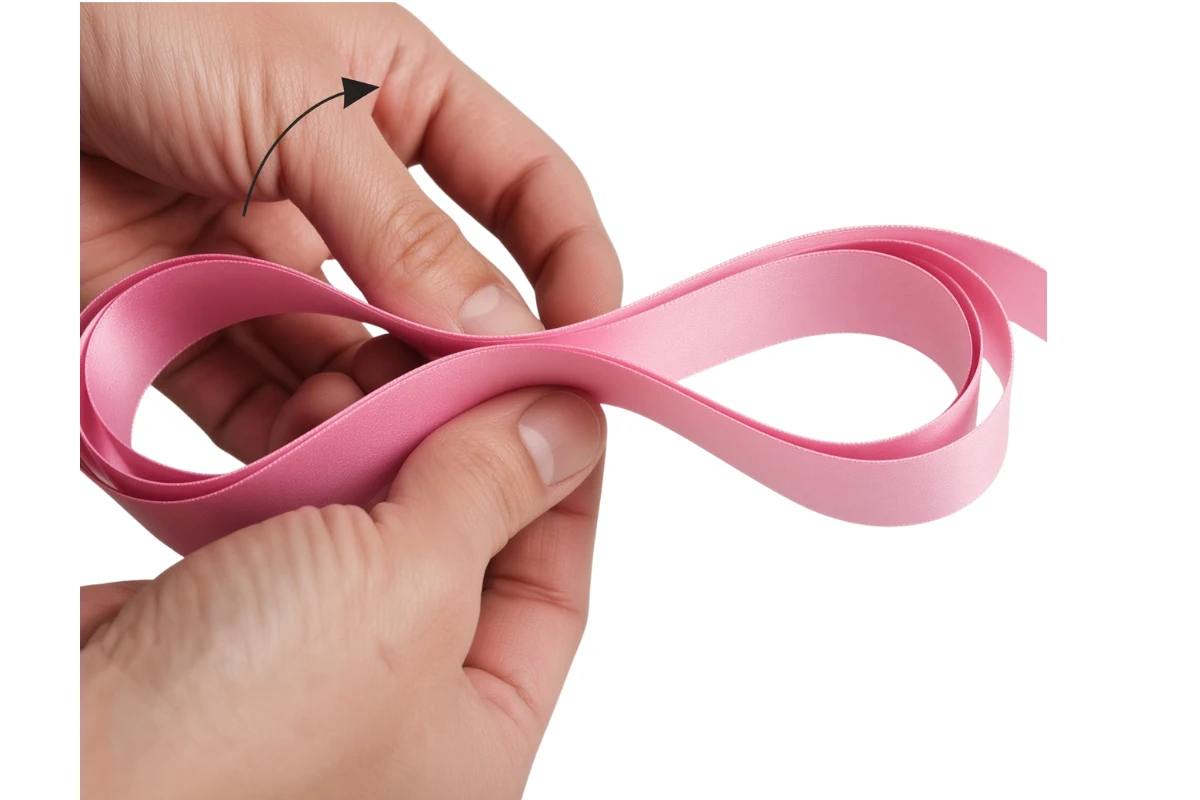 making a pom-pom ribbon bow step 3