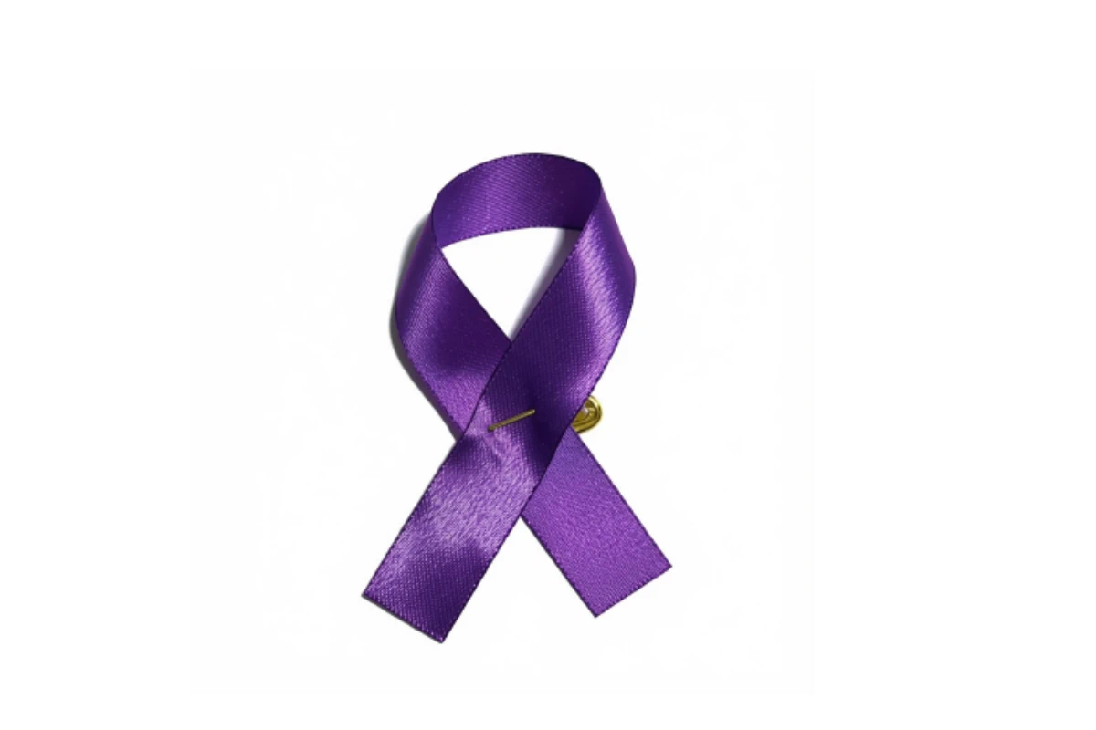 purple gender based violence awareness ribbon