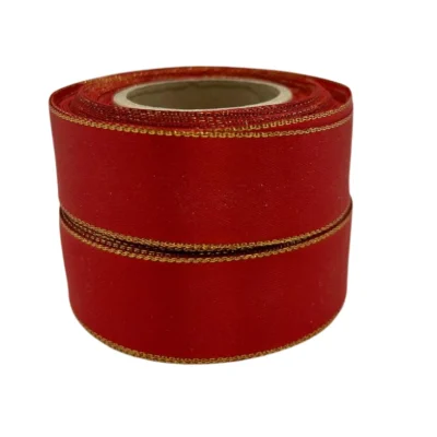 red double sided satin with gold trim