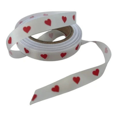 Heart Print Satin Ribbon 10mm x 10m |Ribbon Place small