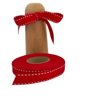 red petersham white saddle stitches 15mm