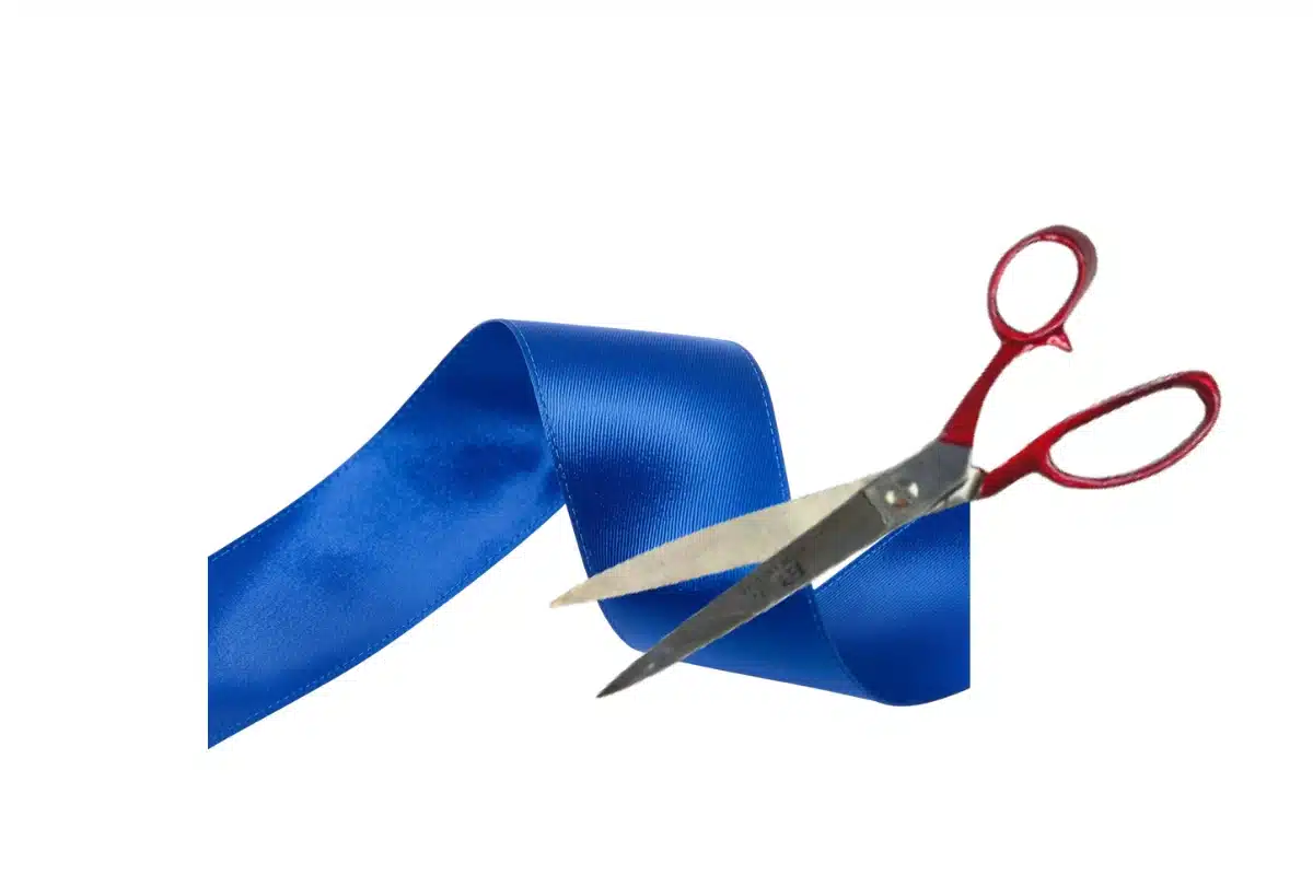 royal blue ribbon cutting kit with scissor