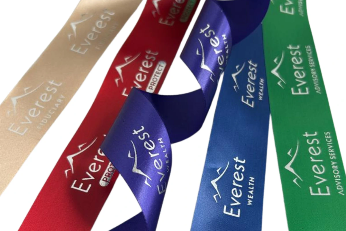 silver metallic foil printed ribbon