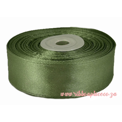 satin ribbon single sided solid colour olive