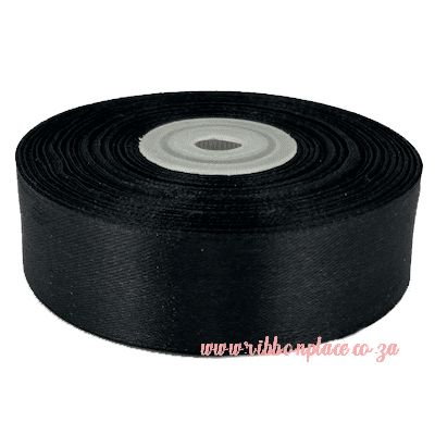 satin ribbon single sided solid colour black